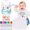Abnaok Lätzchen zum Bemalen Set, 12 Stück Wasserdicht Babyparty Lätzchen Bemalen mit 12 Bunten Textilstiften & 1 Flaschenöffner