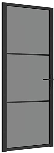 Gecheer Innentür Struktur Türrahmen Zimmertür Innentüre Türverkleidung Türpolsterung Schiebetürbeschlag 83 x 201,5 cm (B x H) Hartglas, Aluminium Montagezubeh?r inbegriffen