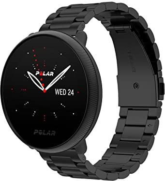 ToVioc 20mm Metall Armband Kompatibel Mit Polar Ignite 3/2/1/3 Titanium, Herren & Damen Rostfreier Edelstahl Ersatzband für Polar Pacer/Unite - Schwarz