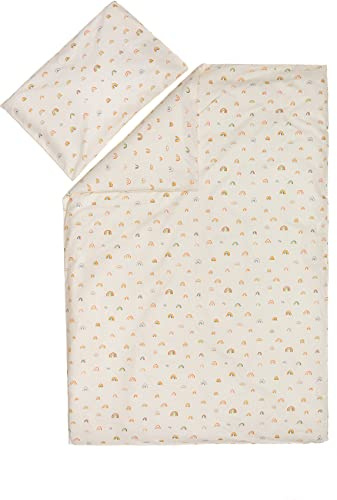 Fillikid Bettwäsche 2teilig 100x140 cmc, 40x60 cm, Baumwolle, Rainbows beige