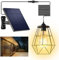 intelamp Solar Shed Light 4000mAh Battery Black Metal Basket Solar Pendant Light Solar Chandelier with 16.4FT Cable, Hanging Light for Outside Garden Yard Gazebo Barn Chicken Coop
