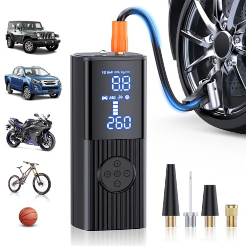 Compresor de aire portátil inflador de neumáticos, bomba de aire portátil de 180 PSI y 20000 mAh, pantalla LCD de presión precisa, inflado rápido 3 veces para automóviles, bicicletas y neumáticos de