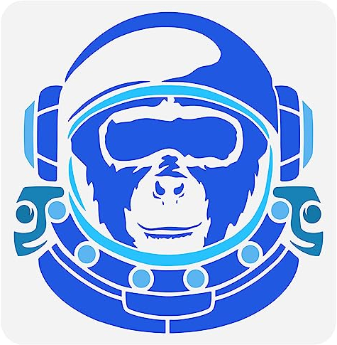 FINGERINSPIRE Spaceman Chimpanzee Schablone 30 x 30 cm wiederverwendbare Chanpanzee-Malschablone große Raumfahrer Affe Zeichenschablone Tierthemenschablone Weltraum-Astronauten-Schablone für