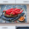 INDIGOS UG Küchenrückwand - Chili Gewürze - 100x60 cm ESG Echtglas Bedruckt - mit Bild - Motiv - Küche - Rückwand - Glasplatte - Spritzschutz - Herd - Ofen