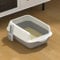 Bandeja de Arena para Gatos, Caja de Arena de plástico, Bandeja de Arena Abierta para Gatos con Pala Gratis, Borde Desmontable, fácil Limpieza, 49 x 38 x 23 cm (Gris)