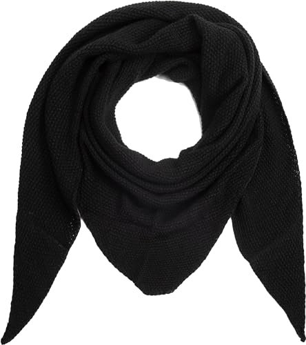 stylx Damen XXL Strick Dreieck Schal mit Reiskorn Strickmuster in Unifarben, Schal, Leichtes Tuch (schwarz)