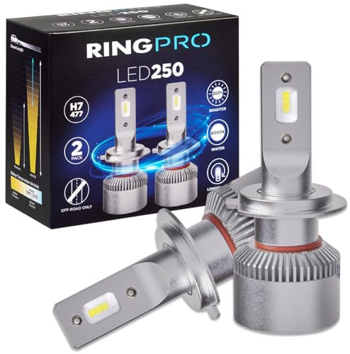 RING Pro LED250 H7 2 Halogen Replacement Bulbs - Increase the Range & Style of Your Vehicles Headlights: For Off Road Use Only