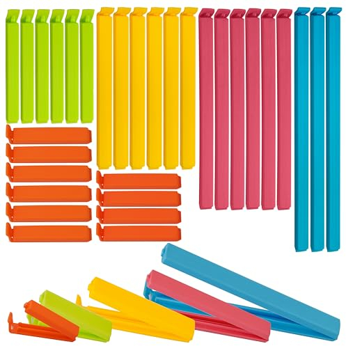 31 Pcs Sturdy Food Bag Clips for Food Storage Bags in 5 Sizes & 5 Colours - Food Clips for Keeping Food Fresh. Bag Clips for Food Storage and Sandwich Bags. Food Clips Bag Sealing Clips (31 Pack)