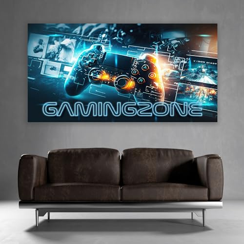 timalo® Gamer Poster gaming zone Wanddeko gamer Bild für die Wand Wandbild Jugendzimmer coole Poster gaming zimmer Bilder für Teenager | Gamerzone Controller Neon | gamer-fba-3-B100xH61cm