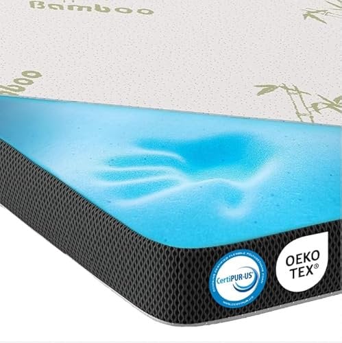 MKS.® Gel Topper 100x200 cm, H3 Matratzentopper mit 7 cm Gel-Memory-Schaum, KomfortKissen Matratzenauflage mit 3D-Luftstrom, Viskoelastische Matratzenauflagen mit abnehmbarem Bambusbezug