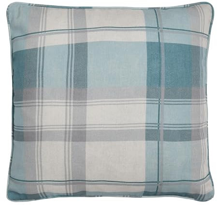 Fusion Kissen mit Schottenkaro-Muster, 100% Baumwolle, Füllung, Himmelblau kariert, 100% Baumwolle