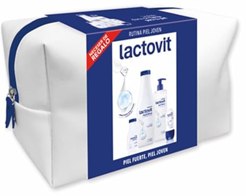 Lactovit Pack Nutritivo, Neceser con Leche Corporal Nutritiva 400 ml, Gel de Ducha Nutritivo 550 ml y 90 ml y Desodorante Roll On Extra Eficaz 50 ml con 0% Alcohol - Pieles Normales y Secas