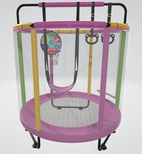 CZCPARY Kids Trampoline,Trampoline for Children,with Basketball Hoop, Swing, Pull Ring, Suitable for Indoor and Outdoor Use,Suitable for Children, Birthday Gifts