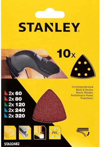 Stanley Punched Hook and Loop Detail Sander Sheets Assorted Pack of 10