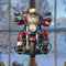 Motorrad-Weihnachtsmann-Weihnachtsbaumschmuck, 2D-Weihnachtsbaumschmuck, 2024, Weihnachtsbaumschmuck, Weihnachtsbaumschmuck mit Seil, für Motorrad-Liebhaber, Geschenke