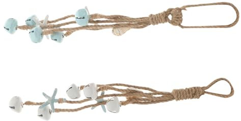 MUSISALY 2stücke Mediterrane Dekoration Hängende Meeresornamente Aus Seil Mit Glocken Und Seesternen Vintage Anhänger Weiß Und Himmelblau Küsten Schmuck Für Tür Fenster Garten