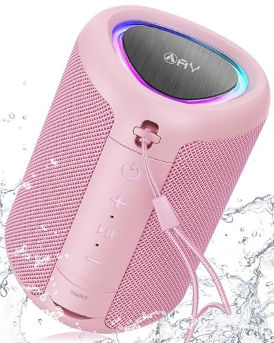 AY Enceinte Bluetooth Portable avec Lumières, étanchéité IPX5, Autonomie Toute la Journée, Bluetooth 5.3, Entrée AUX&TF-Card, Stereo Paring, Petite Haut-Parleur sans fil Pour l'extérieur,Idées Cadeaux