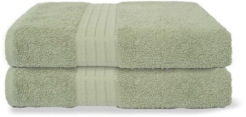 Brentfords 2 Pack Bath Towels For Bathroom, Super Soft Absorbent 100% Cotton Quick Dry Luxury Spa Quality Sage Green Large Bath Towels For Beach & Gym, 50x80cm