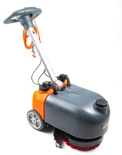 14 Walk-Behind Commercial Floor Scrubber Machine, 18 Squeegee, 3/4-Gal Tanks, 180 RPM, 26-ft Corded Hard Floor Cleaner for Offices, Cafes, Boutiques, Clinics & Tight Spaces