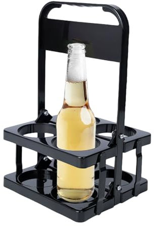 Panier à Bière pour Fête,Panier à Bouteilles Pliable pour 4 Bouteilles,Panier à Boissons en Plastique,Convient pour Un Transport Sûr Et Un Stockage Soigné De La Bière Et des Boissons,Noir,1 Pièce