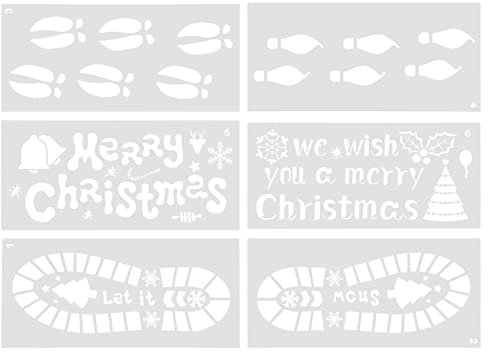 Angoily 6blätter Weihnachtsschablonen Vorlage Hohlzeichenwerkzeug Für Kinderzeichnungsvorlage Diy Bastelset Mit Weihnachtsmalvorlagen Für Zeichnen Und Dekoration