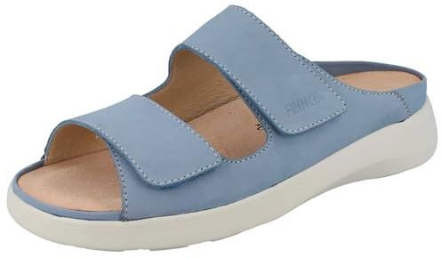 Finn Comfort Flores-Soft Damen Pantolette hellblau Nubukleder (hellblau, EU Schuhgrößensystem, Erwachsene, Damen, Numerisch, Breit, 41)
