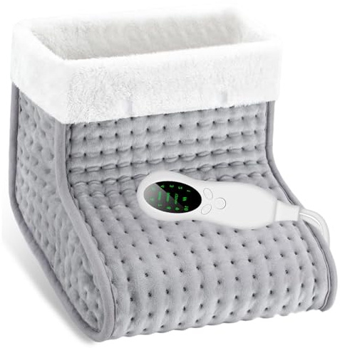 Biutee Chauffe-Pieds,10 Réglages De Température,Chauffage électrique Des Pieds,avec doublure en peluche lavable en machine (Gris)