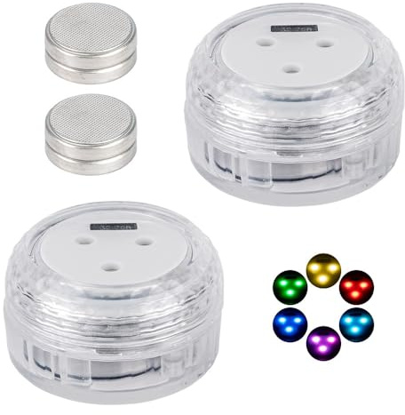 Ideen mit Herz | Power-LED-Leuchten XL | wasserfest | klar | LED-Leuchtmittel | Unterwasserbeleuchtung | 2 Stück | mit Timer | inklusive Batterien (Warmweiß mit Flackereffekt)