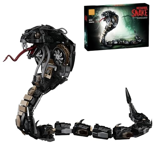 Mechanische Schlange Bausteinfür Erwachsene, 1036 Stück Technik Black Cobra Klemmbausteine Modell, Tierisches STEM-Lernspielzeug, Home Office Dekoration, Geschenk für Jugendliche Brithday Weihnachten