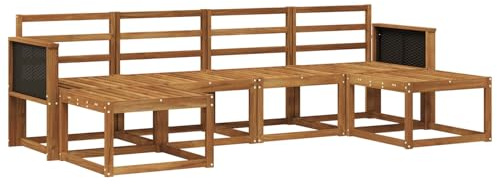 vidaXL Outdoor-Sofagarnitur 6 pcs Natur Massivholz Akazie, Modernes, wetterfestes Sofa-Set für draußen, stylische Gartenmöbel, minimalistische Lounge für Coole Entspannung im Garten