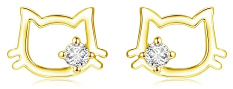 Cangall 925 Sterling Silber Stern/Katze/Blume Ohrringe Stecker mit Zirkonia | Hypoallergen Cubic Zirkonia Silber Damen Ohrstecker Kleine Süße Niedliche Ohrringe Silber 925 Geschenke für Damen Mädchen