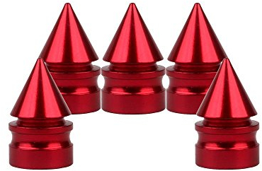 SENZEAL 5 Stücke Kegel-Stil Auto Bike Benutzerdefinierte Ventilkappen Aluminiumlegierung Reifen Caps (Rot)