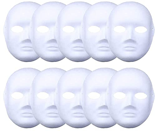 meioro DIY Weiße Papiermaske - Zellstoff Blank Handgemalte Maske - Persönlichkeit Kreative Freie Design Maske (10 Stück, Frauen)