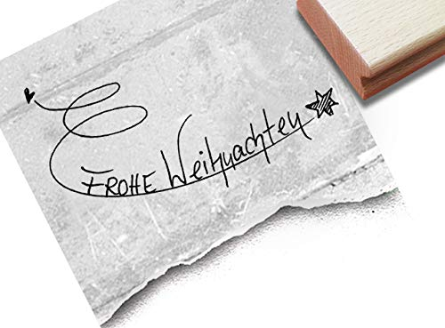 STEMPEL - Weihnachtsstempel - FROHE WEIHNACHTEN mit Stern - Textstempel - handschriftlich - zAcheR-fineT