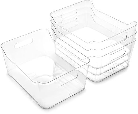 Bino Lot de 4 bacs de rangement en plastique, grande taille, collection SOHO, multi-usages, bacs de rangement pour garde-manger et congélateur