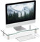 relaxdays Soporte Monitor, Elevador Pantalla Ordenador, Ajustable, Portátil, Cristal, 1 Ud, Transparente, Mediano