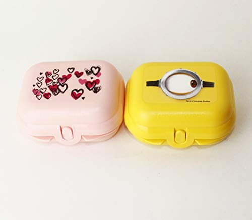 TUPPERWARE Twin Brotdosen Snackbox 2X Gr. 1 Rosa mit Herzen + Minion gelb + Ausstechform rot klein