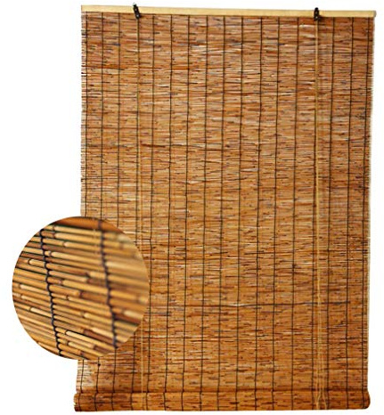 Bamboo Blinds Natural Reed Curtain Roller Blind,Living Room Tea Room Shop Decoration Shading Partition Vintage Straw Curtain, Waterproof and Dustproof,for Outdoor Indoor(60x120cm/24x47in)