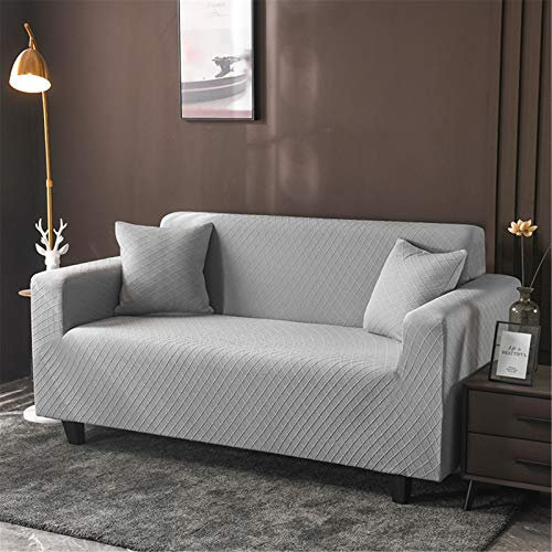 Blau Grau Rosa Jacquard Elastischer Sofabezug Sofahusse, Stretch-Stoff Couch-Bezug, Couchbezug Sofa Abdeckung Hussen Sofa Couch Sessel (Grau,2 Sitzer)