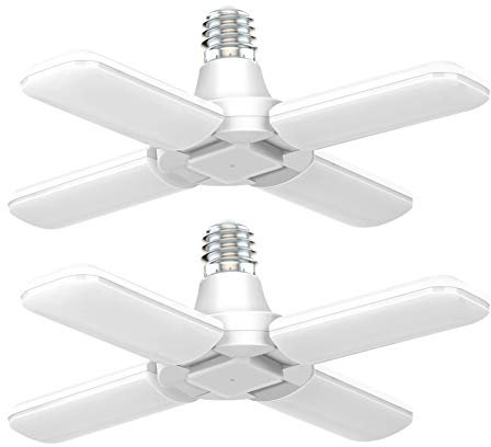 CHAW E26 Bombilla LED Súper Brillante Con Aspa de Ventilador Deformable - Luz Plegable Para Garaje, Lámpara de Techo, Jardín y Casa