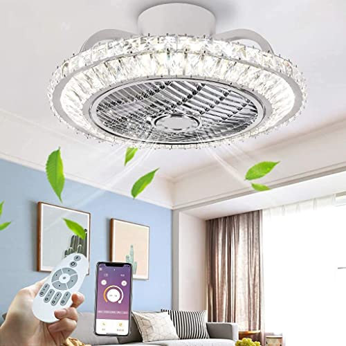 Ventilador De Techo De Cristal LED Luz De Techo Regulable Con Iluminación Lámpara De Techo Creativa Con Iluminación Y Control Remoto Candelabro Infantil Comedor Ventilador Silencioso Lámpara (1#)