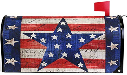 Granbey Briefkastenabdeckung im Vintage-Stil, Motiv: patriotischer Stern mit Amerika-Flagge, magnetisch, dekorativ, bunt, für Außenbereich, Garten, Hof, Zuhause, Standard-Briefkasten, 45,7 x 53,3 cm