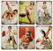 QUMENEY 6 Stück Vintage Wandschilder aus Metall, Sexy Pinup Girl Black Strümpfe Versuchungsmuster Wanddeko Kunst Blechschild für Café Bar Pub Bier (30 x 20 cm / 11,8 x 7,9 Zoll)