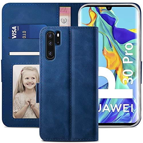 YATWIN Cover Compatibile con Huawei P30 Pro, Flip Custodia Portafoglio in Pelle Premium Slot, Interno TPU Antiurto, Supporto Stand, Stile Libro e Chiusura Magnetica per Huawei P30 Pro - Blu