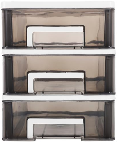 Garneck Desktop Drawer Organizer Stackable Plastic Drawer Unit Plastic Storage File Cabinet Drawer Storage Box Shelf for Office Bedroom 3 Tier