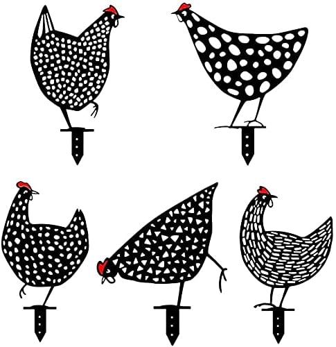 Alnicov 5 Stück Metall Huhn Hof Kunst Hollow Out Hahn Tier Form Dekor für Outdoor für Rasen Garten Hinterhöfe Dekoration Ornament