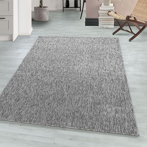 Teppium Moderner Kurzflor Teppich Wohnzimmer 140 x 200 cm Hellgrau - Waschbarer Teppich Meliert, Flauschig, Weich und Einfarbig - für Schlafzimmer, Esszimmer oder Küche