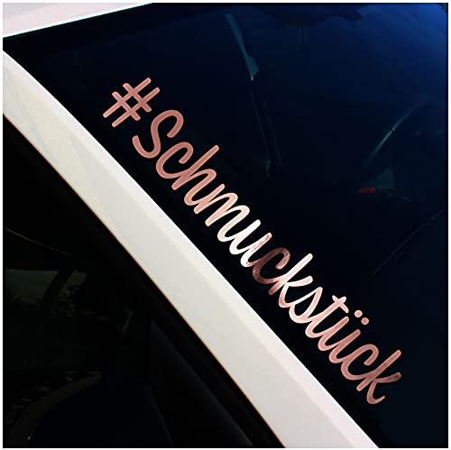 Finest Folia Frontscheibenaufkleber Schriftzug #Schmuckstück Aufkleber für Windschutzscheibe Heckscheibe Auto Fahrzeug Dekor Sticker Frontscheibe FS112 (Rosegold Chrom, Außenklebend)