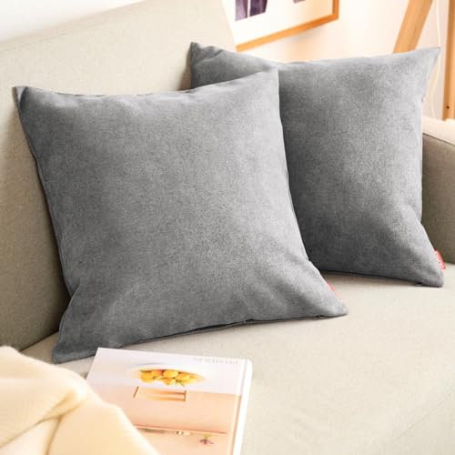 Blumtal 2er Set Kissenbezug 40x60 grau - kuschelige Chenille Kissenbezüge mit verstecktem Reißverschluss, Oekotex Zertifizierte Kissenhülle für Deko-Kissen Sofakissen Polster & Zierkissen