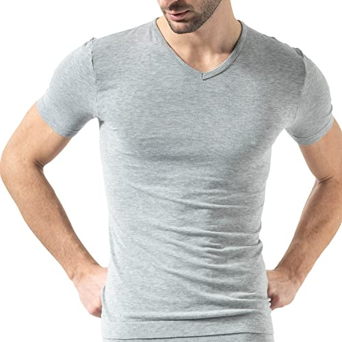 Risalti Tee Shirt Homme Col V Bambou sans Couture - Tshirt Homme Col V en Viscose de Bambou, T-Shirts à Manches Courtes Homme Plus Doux Que Le T Shirt Homme Coton, Vetement Homme - Made in Italy